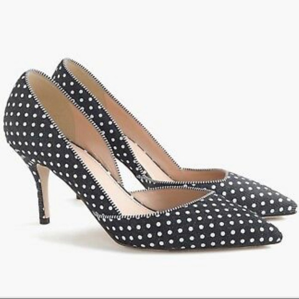 J. Crew Colette d'Orsay pumps in polka-dot denim